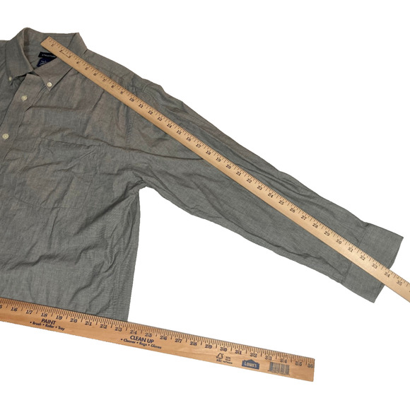 Structure mens gray office business work button down long sleeve shirt - Picture 5 of 7